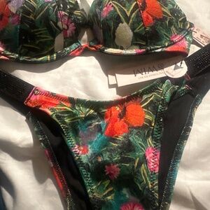 Victorias Secret Swim Shine Strap push up Brazilian set 32A -XS